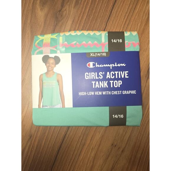 Champion Other - Champion Tank Top High Low Girls 14/16 Graphic Tee Sleeveless Green